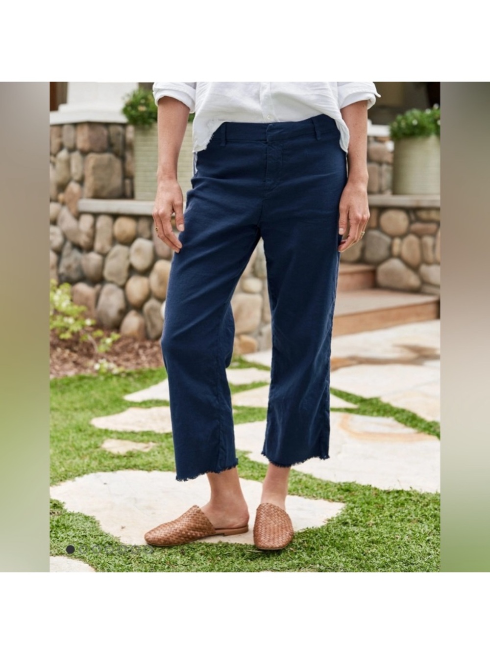 Frank & Eileen Kinsale Italian Performance Linen Pants, Navy, Size 6